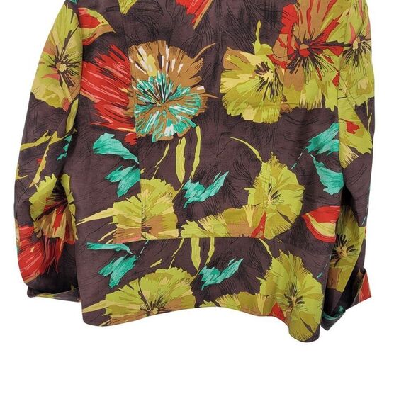 Vtg Womens Petites Silk Fall Floral Open Front Jacket Sz PL Multicolor Statement - Picture 8 of 9